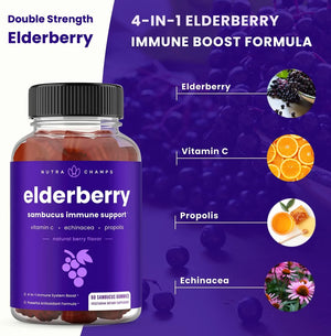 NUTRACHAMPS - NutraChamps Elderberry Gummies 60 Gomitas - The Red Vitamin MX - Suplementos Alimenticios - {{ shop.shopifyCountryName }}