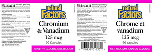 NATURAL FACTORS - Natural Factors Chromium & Vanadium 125mcg 90 Capsulas - The Red Vitamin MX - Suplementos Alimenticios - {{ shop.shopifyCountryName }}