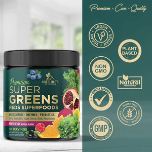NATURE'S NUTRITION - Nature's Nutrition Greens Superfood Powder 30 Servicios Berry Flavor 270Gr. - The Red Vitamin MX - Suplementos Alimenticios - {{ shop.shopifyCountryName }}