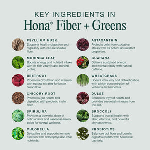 Hona Fiber & Greens Gut & Superfood Blend 30 Servicios 323Gr.