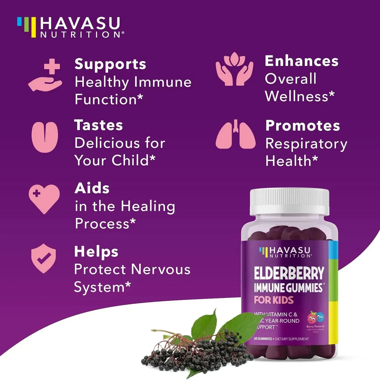 HAVASU NUTRITION - HAVASU NUTRITION Elderberry Gummies for Kids with Zinc and Vitamin C 120 Gomitas - The Red Vitamin MX - Suplementos Alimenticios - {{ shop.shopifyCountryName }}