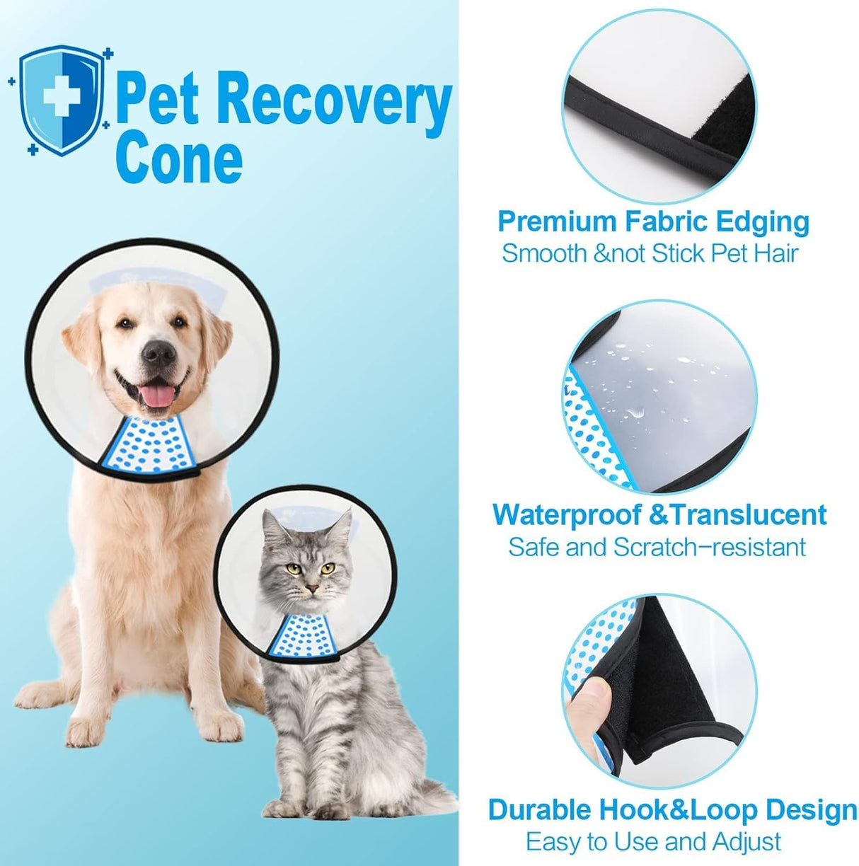 Supet Dog Cone Collar Adjustable After Surgery XSMALL 9.5-11.5"