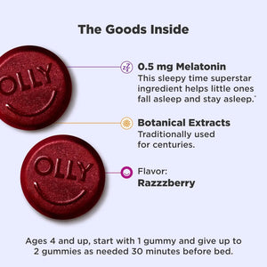 OLLY - OLLY Kids Sleep Gummies 0.5Mg. Melatonin Raspberry 70 Gomitas - The Red Vitamin MX - Suplementos Alimenticios - {{ shop.shopifyCountryName }}
