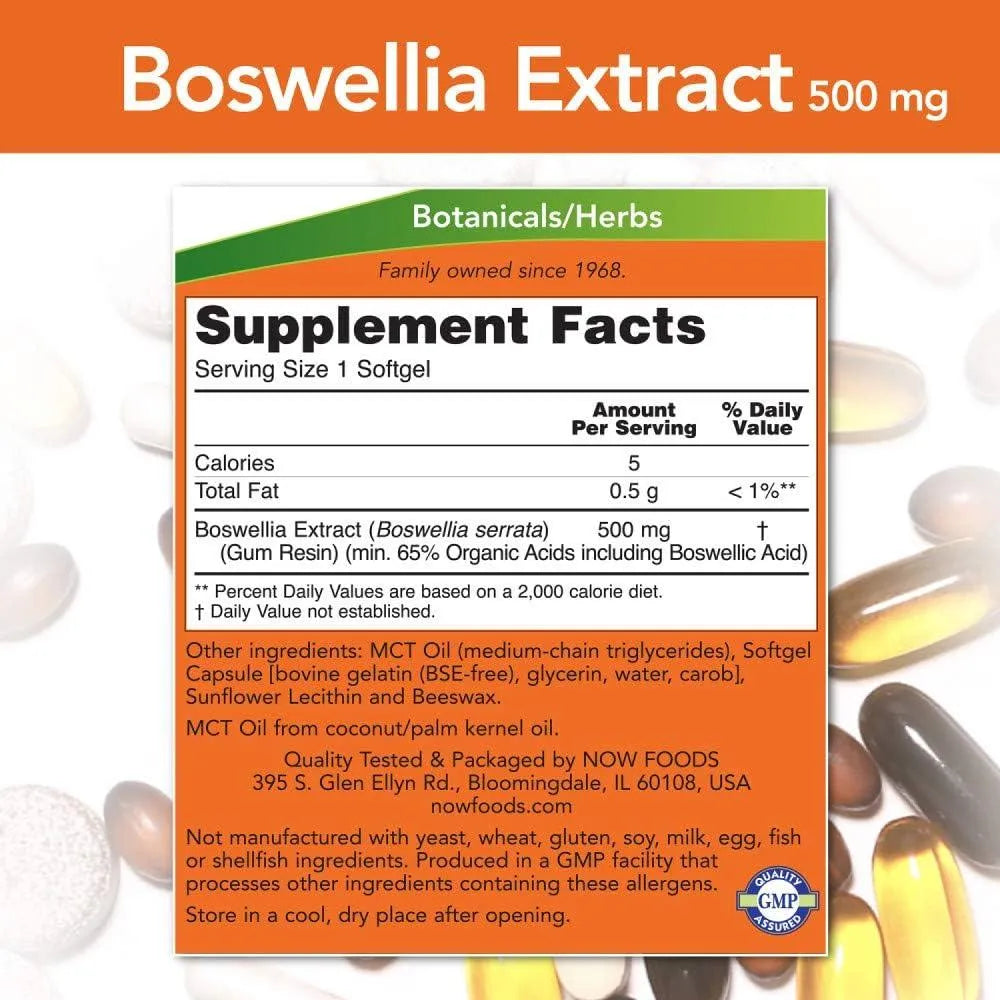 NOW SUPPLEMENTS - Now Supplements Boswellia Extract 500Mg. 90 Capsulas Blandas 2 Pack - The Red Vitamin MX - Suplementos Alimenticios - {{ shop.shopifyCountryName }}