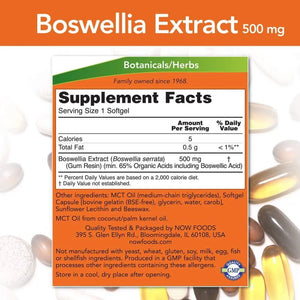 NOW SUPPLEMENTS - Now Supplements Boswellia Extract 500Mg. 90 Capsulas Blandas 2 Pack - The Red Vitamin MX - Suplementos Alimenticios - {{ shop.shopifyCountryName }}