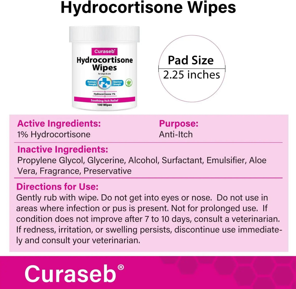 CURASEB - Curaseb Hydrocortisone Wipes for Dogs & Cats 100 Toallitas - The Red Vitamin MX - Remedios Para La Picazón De Perros - {{ shop.shopifyCountryName }}