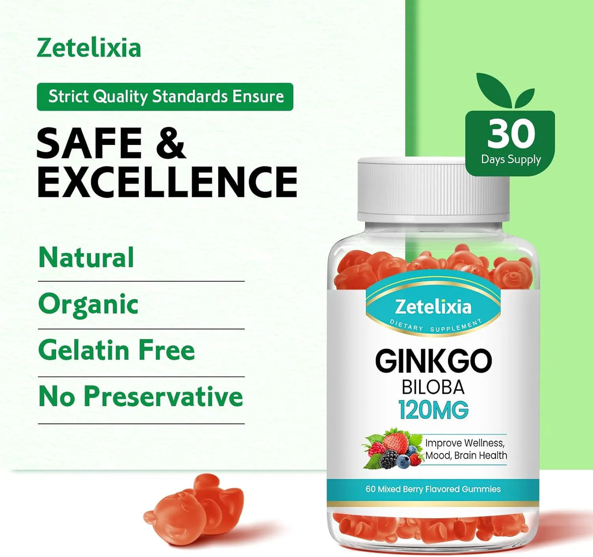 ZETELIXIA - Zetelixia Ginkgo Biloba Gummies 120Mg. 60 Gomitas - The Red Vitamin MX - Suplementos Alimenticios - {{ shop.shopifyCountryName }}