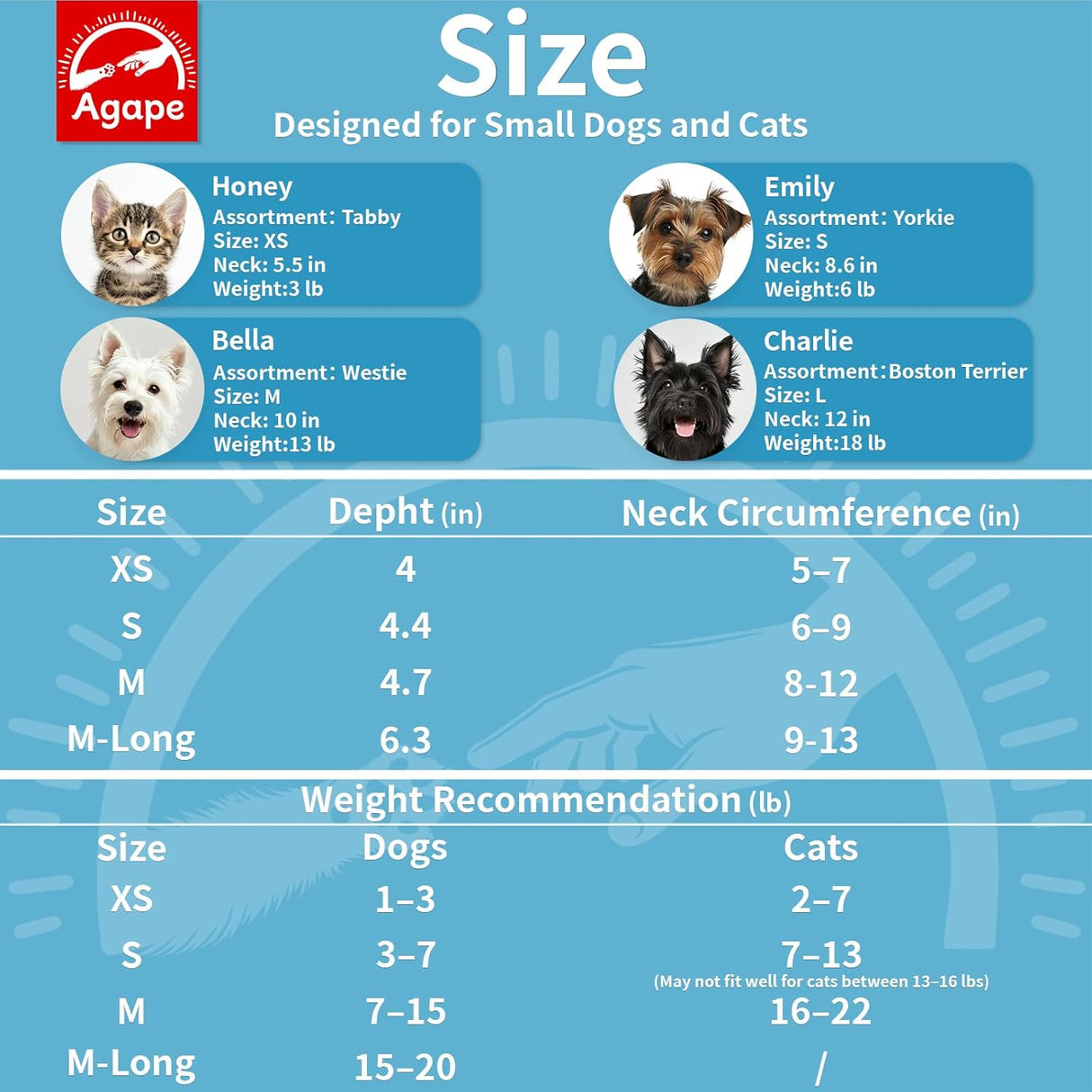 Agape Soft Cone for Cats & Dogs BLUE MEDIUM