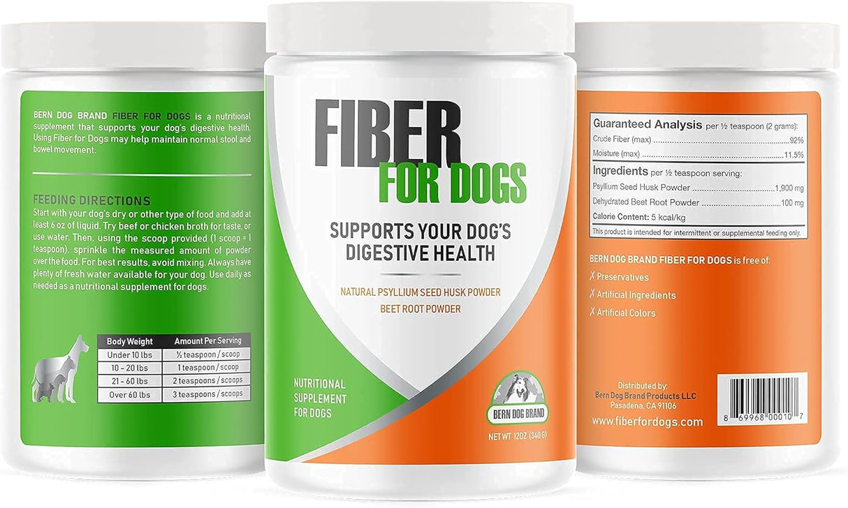 Bern Dog Brand Fiber for Dogs Psyllium Seed Husk Powder 340Gr.