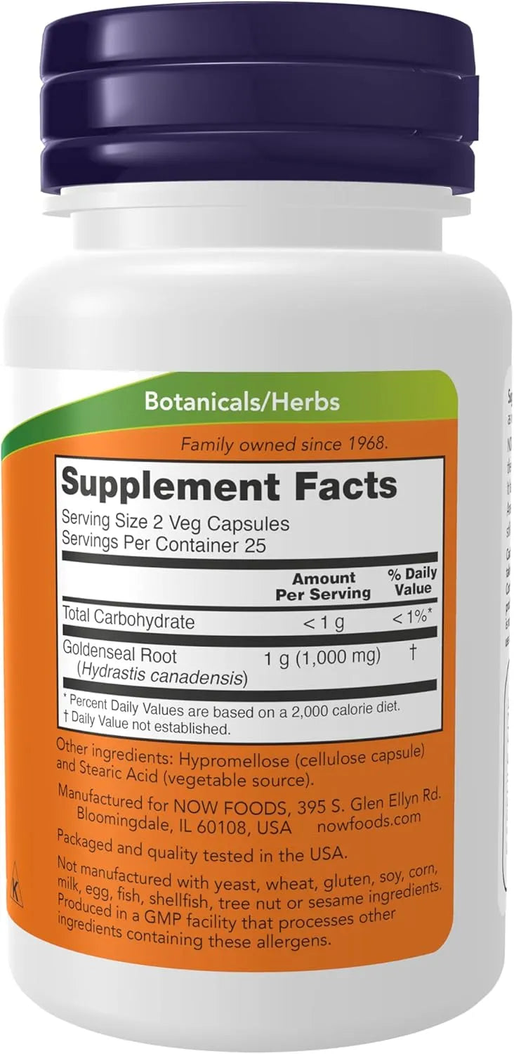 NOW SUPPLEMENTS - NOW Supplements Goldenseal Root 500Mg. 50 Capsulas - The Red Vitamin MX - Suplementos Alimenticios - {{ shop.shopifyCountryName }}