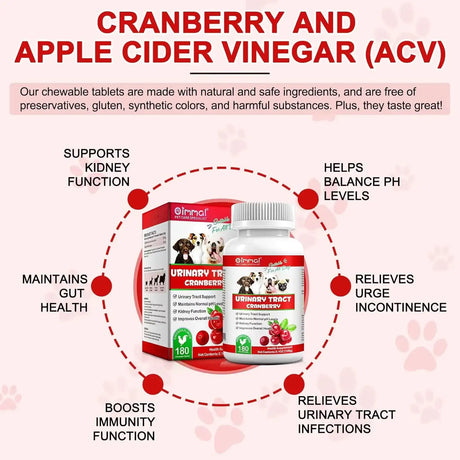 OIMMAL - Oimmal Cranberry Bladder Control Supplement for Dogs 180 Tabletas - The Red Vitamin MX - Salud De Tracto Urinario Para Perros - {{ shop.shopifyCountryName }}