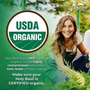 ZAZZEE NATURALS - Zazzee USDA Organic Holy Basil 20:1 Extract 6000Mg. 120 Capsulas - The Red Vitamin MX - Suplementos Alimenticios - {{ shop.shopifyCountryName }}