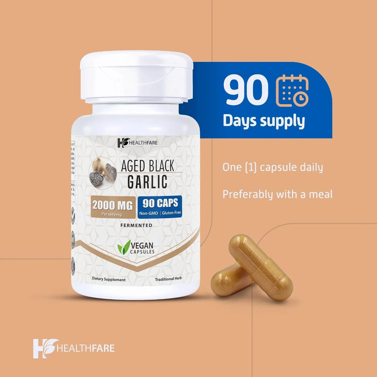 HEALTHFARE - Healthfare Fermented Black Garlic Extract 2000Mg. 90 Capsulas - The Red Vitamin MX - Suplementos Alimenticios - {{ shop.shopifyCountryName }}