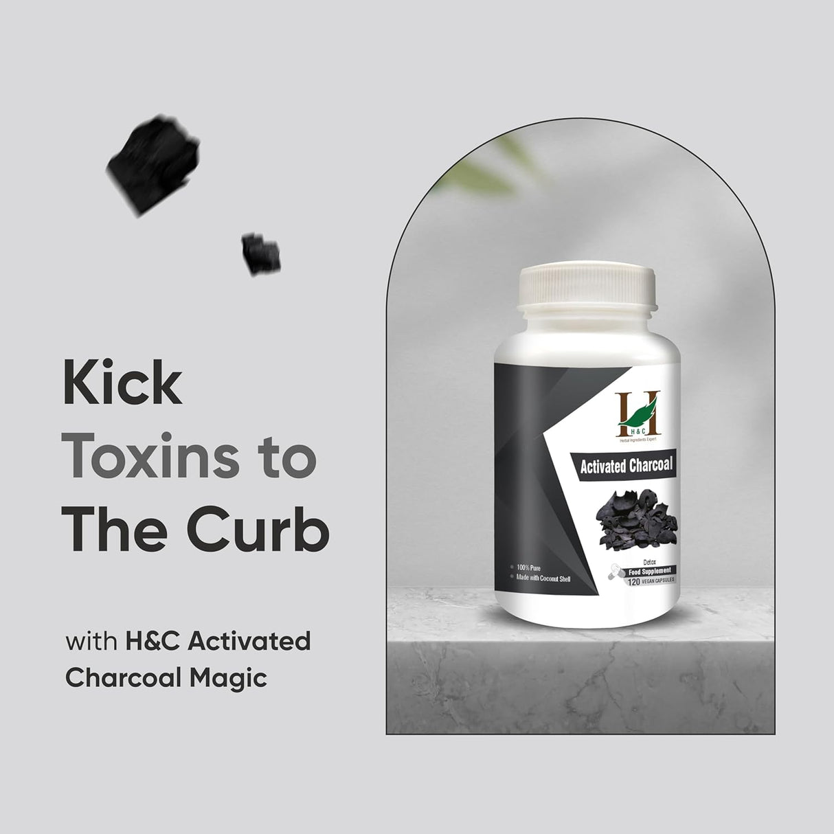 H&C HERBAL INGREDIENTS EXPERT Activated Charcoal 350Mg. 120 Capsulas