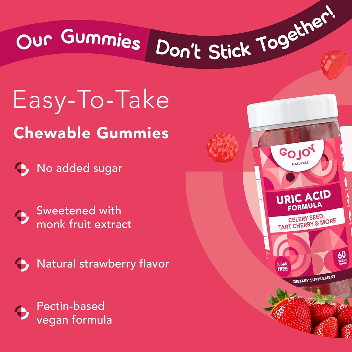 GOJOY Uric Acid Support Formula for Adults Tart Cherry Gummies with Celery Seed Extract 60 Gomitas