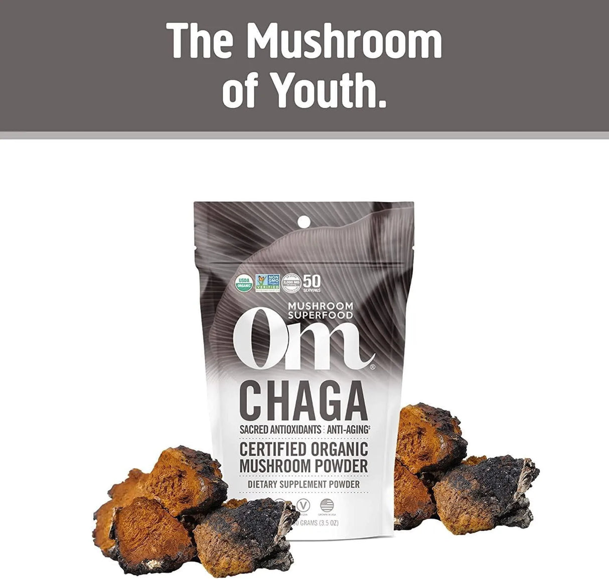 OM - Om Mushroom Superfood Chaga Organic Mushroom Powder 100Gr. - The Red Vitamin MX - Suplementos Alimenticios - {{ shop.shopifyCountryName }}