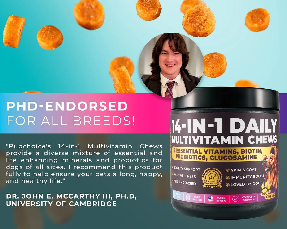 PUP CHOICE - Pup Choice 14-in-1 Multivitamin Treats for Dogs Beef Flavor 140 Masticables - The Red Vitamin MX - Multivitamínicos Para Perros - {{ shop.shopifyCountryName }}