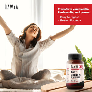 RAWYA Nutrition Tart Cherry Extract with Black Seed Powder 500Mg. 120 Capsulas