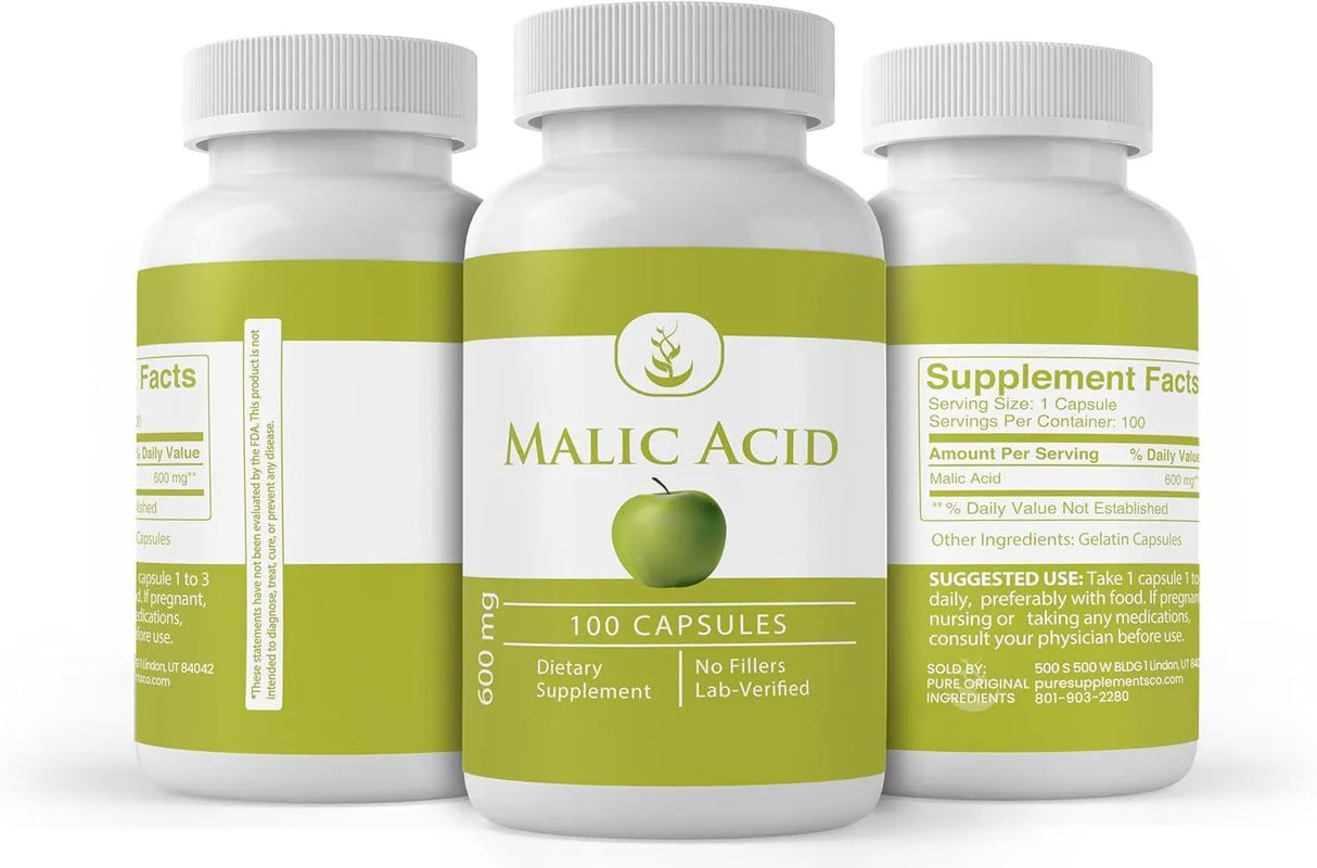 PURE ORIGINAL INGREDIENTS - Pure Original Ingredients Malic Acid 100 Capsulas - The Red Vitamin MX - Suplementos Alimenticios - {{ shop.shopifyCountryName }}