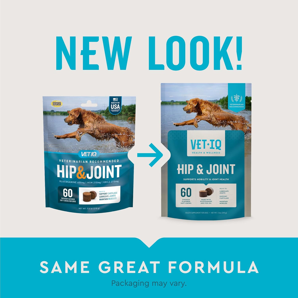 VetIQ Glucosamine Hip & Joint Supplement for Dogs 60 Masticables