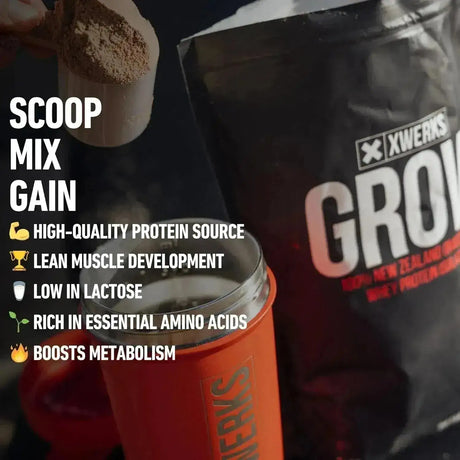 XWERKS - Xwerks Grow 100% New Zealand Grass-Fed Whey Protein Strawberry 28.8 Oz. - The Red Vitamin MX - Suplementos Alimenticios - {{ shop.shopifyCountryName }}