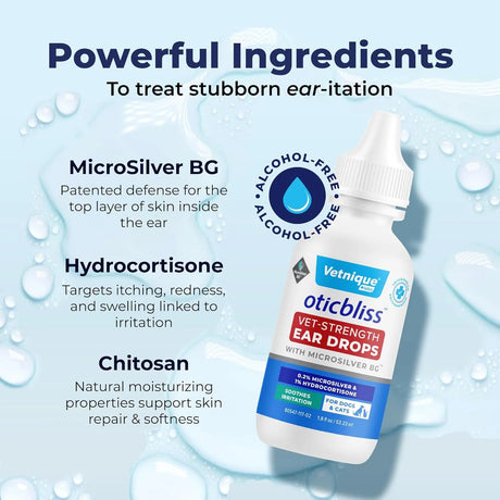 VETNIQUE - Vetnique Oticbliss Cat & Dog Ear Infection Treatment Drops 1.8 Fl.Oz. - The Red Vitamin MX - Cuidado Del Oído De Perros - {{ shop.shopifyCountryName }}