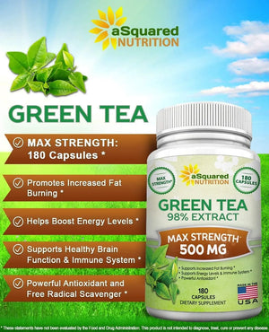 ASQUARED NUTRITION - aSquared Nutrition Green Tea Extract with EGCG 500Mg. 180 Capsulas - The Red Vitamin MX - Suplementos Alimenticios - {{ shop.shopifyCountryName }}