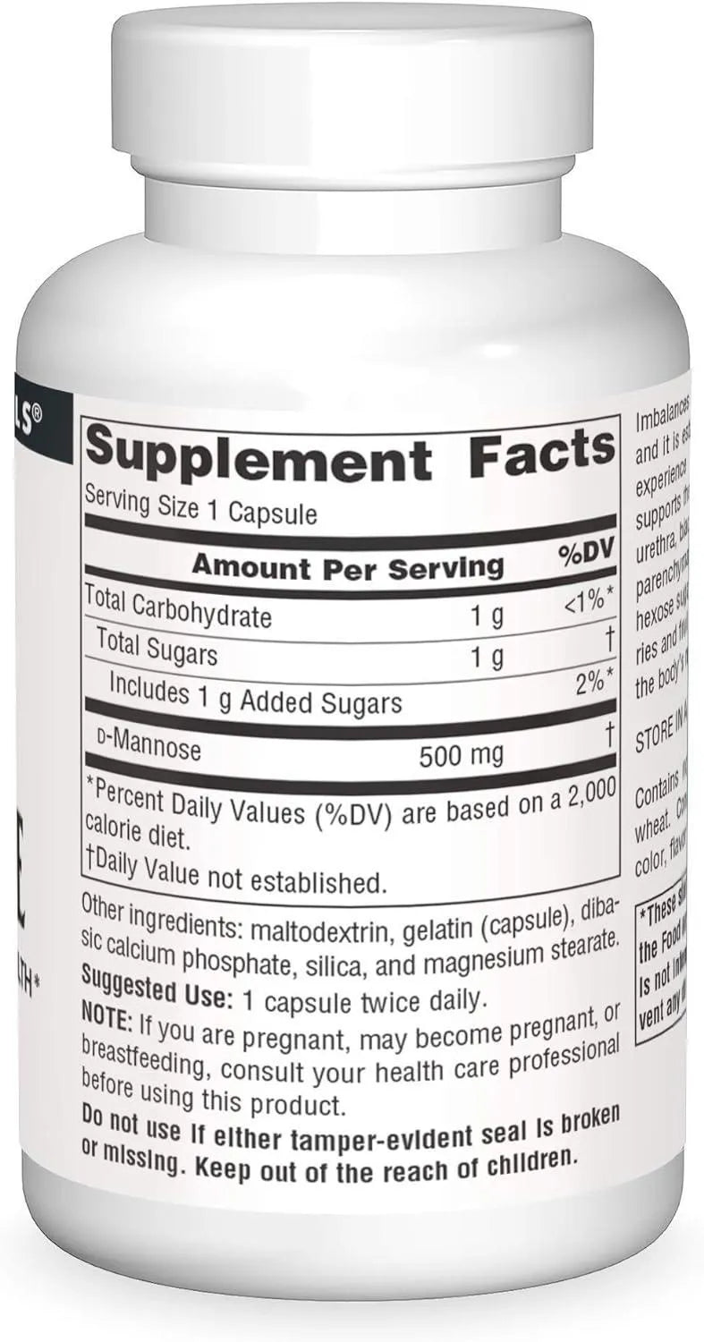 SOURCE NATURALS - Source Naturals D-Mannose 500Mg. 60 Capsulas - The Red Vitamin MX - Suplementos Alimenticios - {{ shop.shopifyCountryName }}