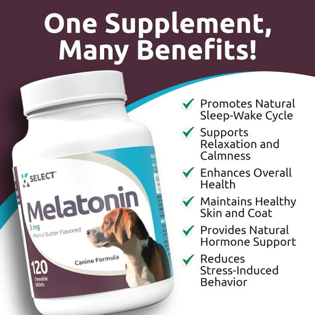 K9 SELECT - K9 Select Melatonin for Dogs Peanut Butter 3Mg. 120 Tabletas Masticables - The Red Vitamin MX - Relajantes Para Perros - {{ shop.shopifyCountryName }}