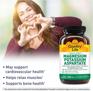 COUNTRY LIFE - Country Life Magnesium and Potassium 180 Tabletas - The Red Vitamin MX - Suplementos Alimenticios - {{ shop.shopifyCountryName }}