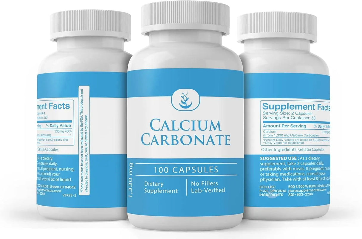 PURE ORIGINAL INGREDIENTS - Pure Original Ingredients Calcium Carbonate 100 Capsulas - The Red Vitamin MX - Suplementos Alimenticios - {{ shop.shopifyCountryName }}