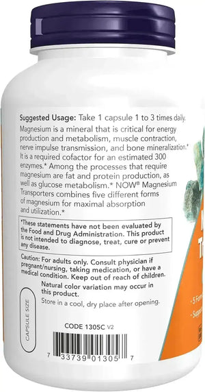 NOW SUPPLEMENTS - NOW Supplements Magnesium Transporters 180 Capsulas - The Red Vitamin MX - Suplementos Alimenticios - {{ shop.shopifyCountryName }}