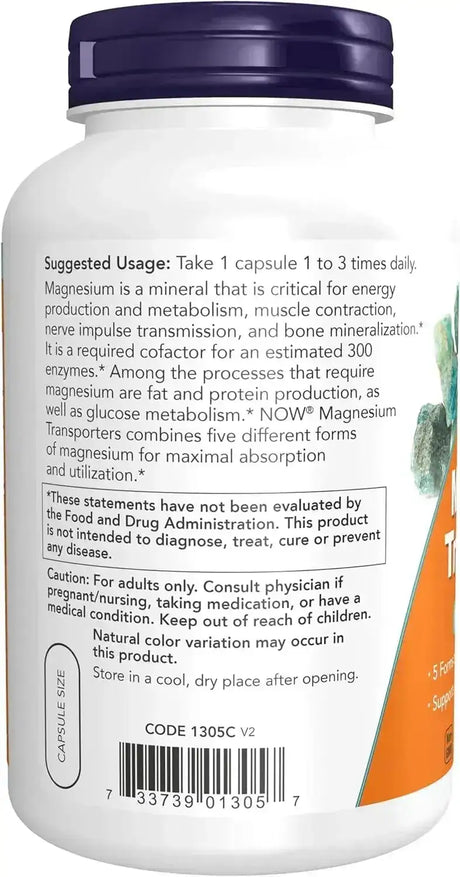 NOW SUPPLEMENTS - NOW Supplements Magnesium Transporters 180 Capsulas - The Red Vitamin MX - Suplementos Alimenticios - {{ shop.shopifyCountryName }}