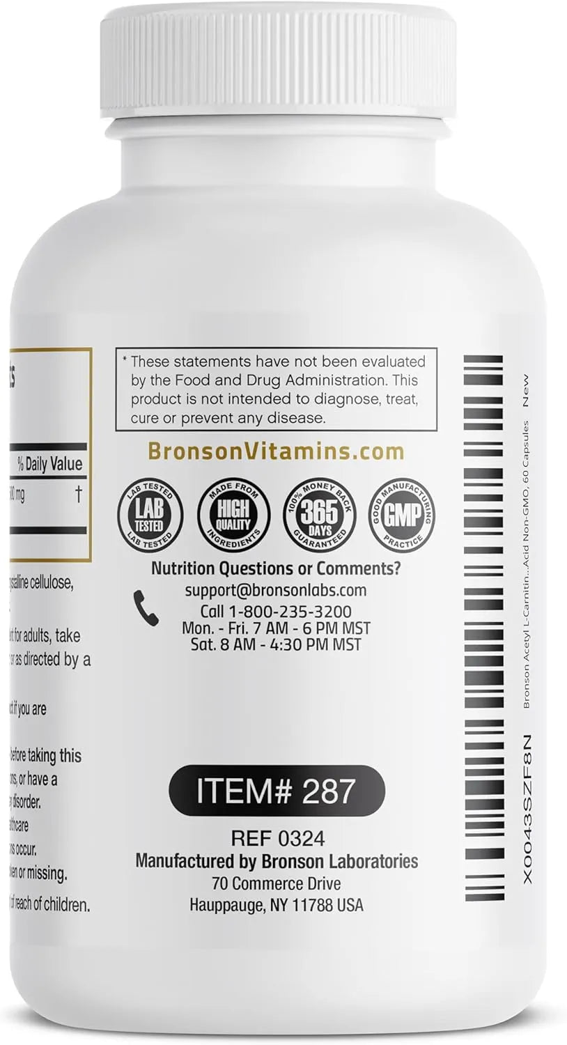 BRONSON - Bronson Acetyl L-Carnitine 500Mg. 60 Capsulas - The Red Vitamin MX - Suplementos Alimenticios - {{ shop.shopifyCountryName }}