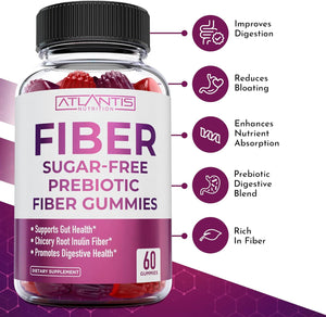Atlantis Nutrition Sugar Free Prebiotic Fiber Gummies For Adults 60 Gomitas 2 Pack