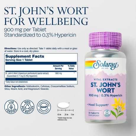 SOLARAY St John's Wort 900Mg. 30 Tabletas