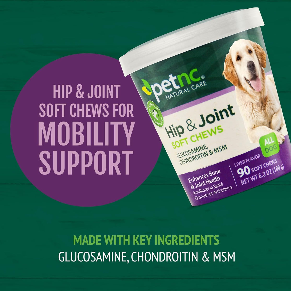 Petnc Natural Care Hip & Joint Health Supplement for Dogs 90 Masticables