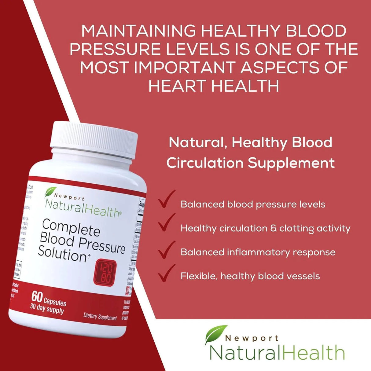 NEWPORT NATURAL HEALTH - Newport Natural Health Complete Blood Pressure Support 60 Capsulas - The Red Vitamin MX - Suplementos Alimenticios - {{ shop.shopifyCountryName }}