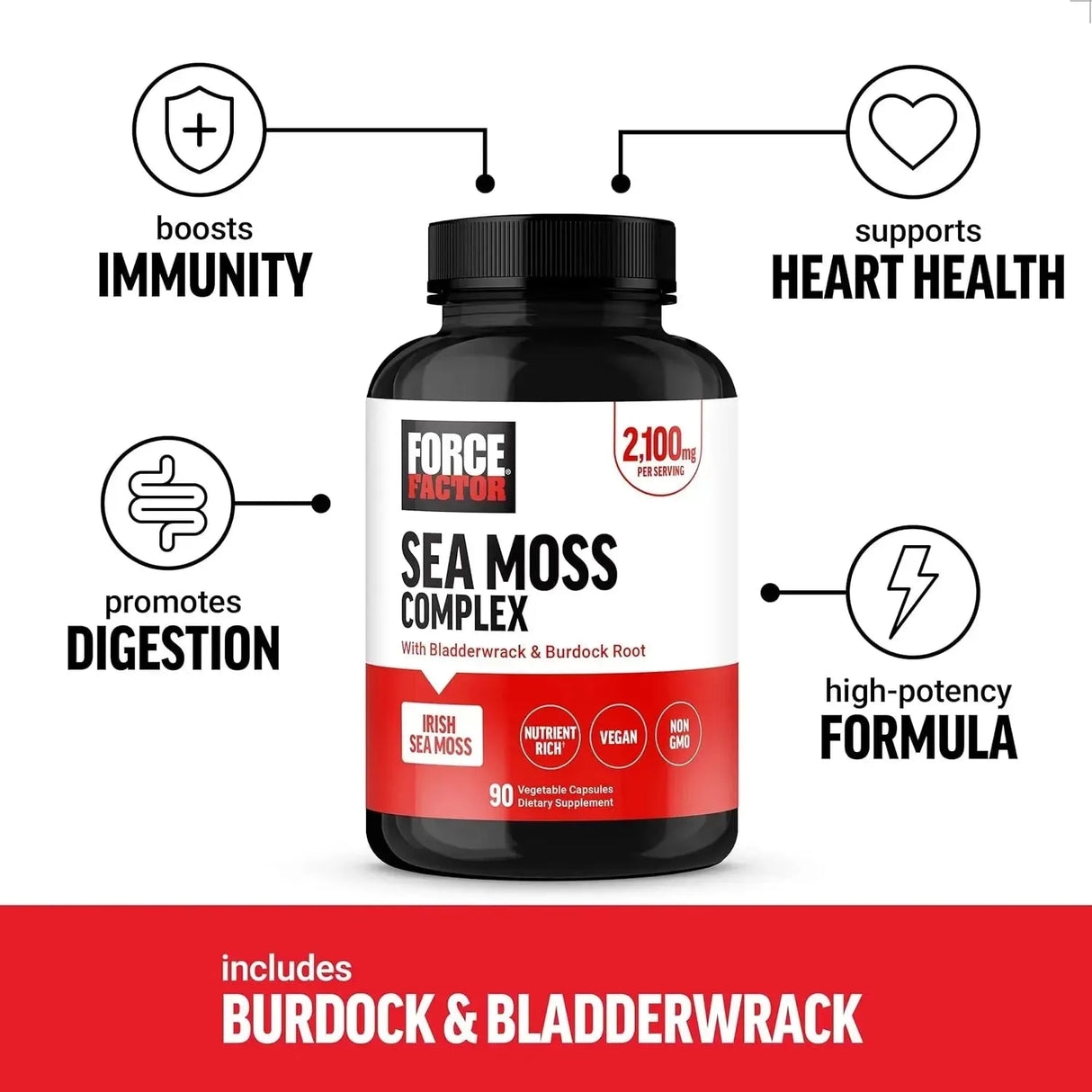 FORCE FACTOR - Force Factor Irish Sea Moss 2100Mg. 90 Capsulas - The Red Vitamin MX - Suplementos Alimenticios - {{ shop.shopifyCountryName }}