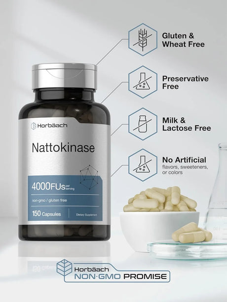 HORBAACH - Horbaach Nattokinase 4000 FU 150 Capsulas - The Red Vitamin MX - Suplementos Alimenticios - {{ shop.shopifyCountryName }}