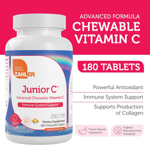 Zahler Junior C Advanced Chewable Vitamin C for Kids 180 Tabletas Masticables