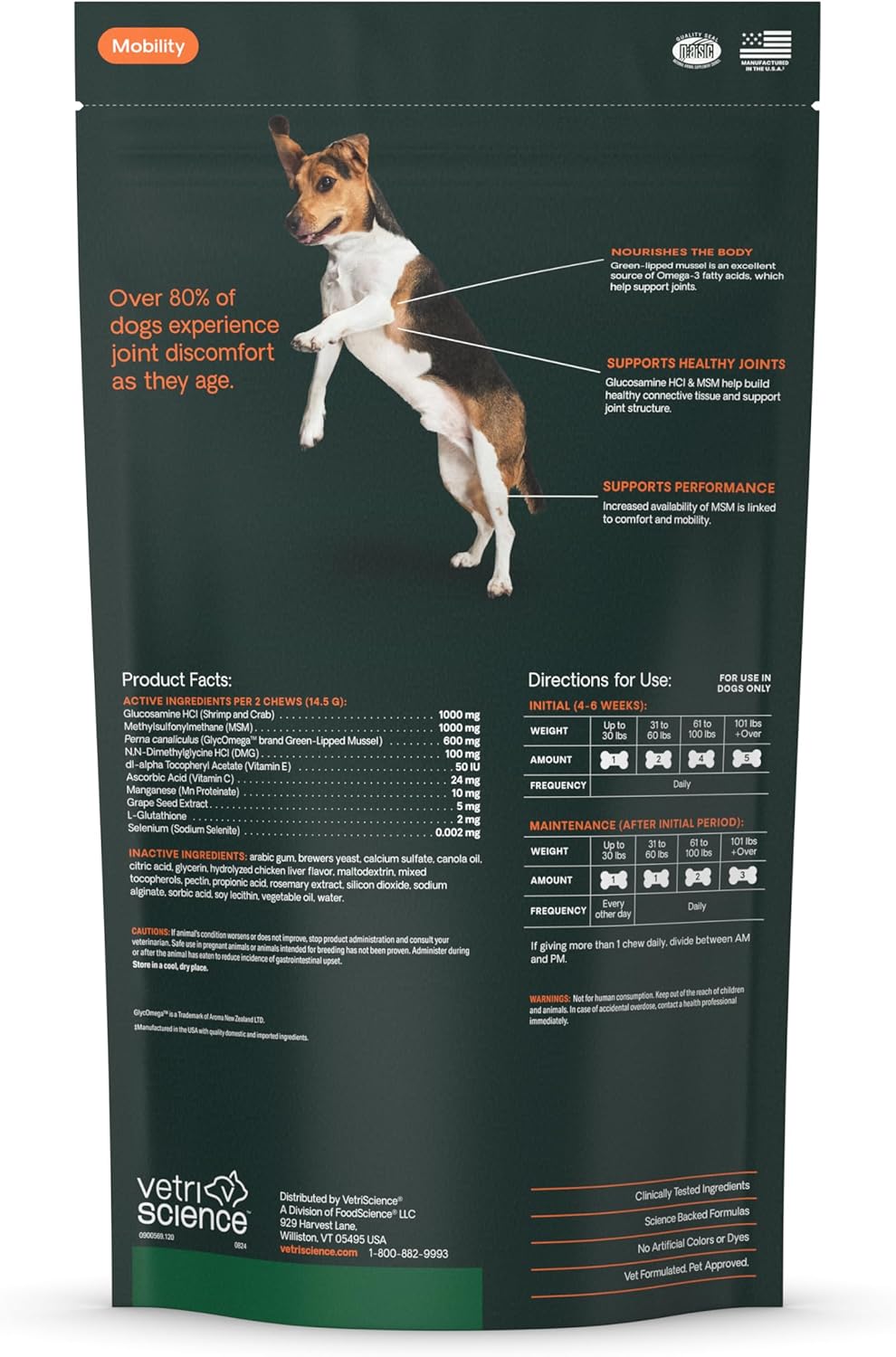 VetriScience Extra Strength Healthy Hip & Joint Chews 120 Masticables