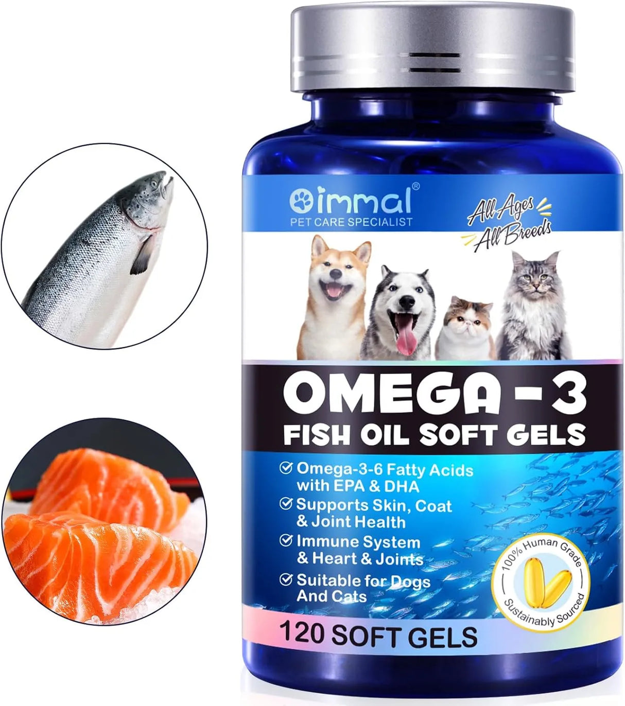 OIMMAL - Oimmal Omega-3 Pet 120 Capsulas Blandas - The Red Vitamin MX - Aceite De Pescado Para Perros - {{ shop.shopifyCountryName }}