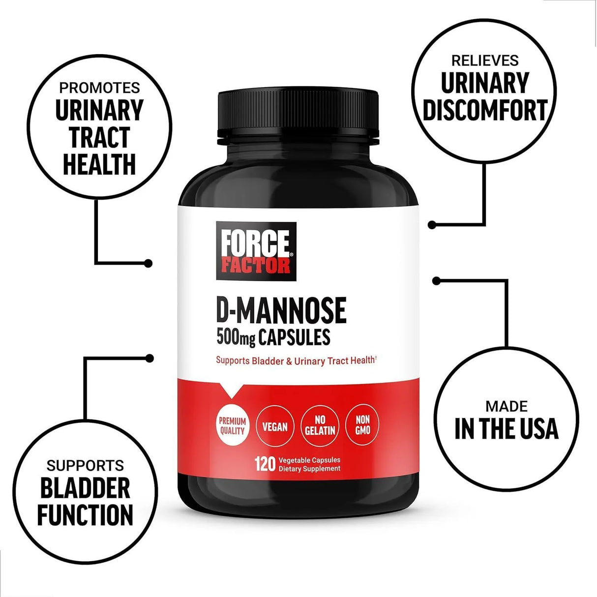 FORCE FACTOR - FORCE FACTOR D Mannose 500Mg. 120 Capsulas - The Red Vitamin MX - Suplementos Alimenticios - {{ shop.shopifyCountryName }}