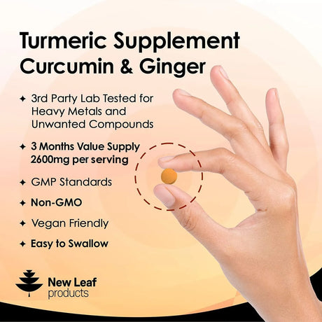 NEW LEAF PRODUCTS - New Leaf Products Turmeric Tablets 2600Mg. 180 Tabletas - The Red Vitamin MX - Suplementos Alimenticios - {{ shop.shopifyCountryName }}