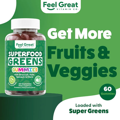 FEEL GREAT - Feel Great Super Greens Gummies 60 Gomitas - The Red Vitamin MX - Suplementos Alimenticios - {{ shop.shopifyCountryName }}