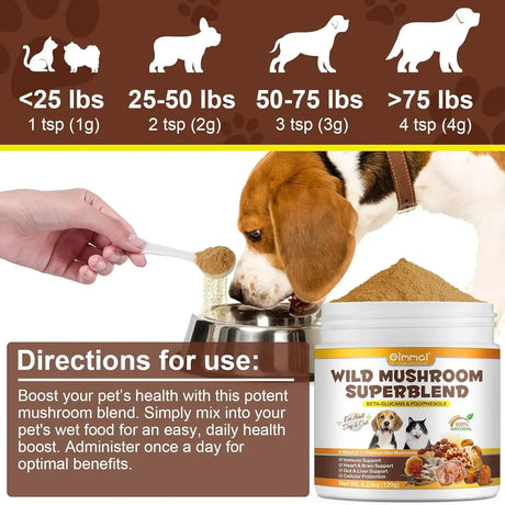 OIMMAL - Oimmal Mushroom Powder for Dogs & Cats 120Gr. - The Red Vitamin MX - Suplementos Herbales Para Perros - {{ shop.shopifyCountryName }}