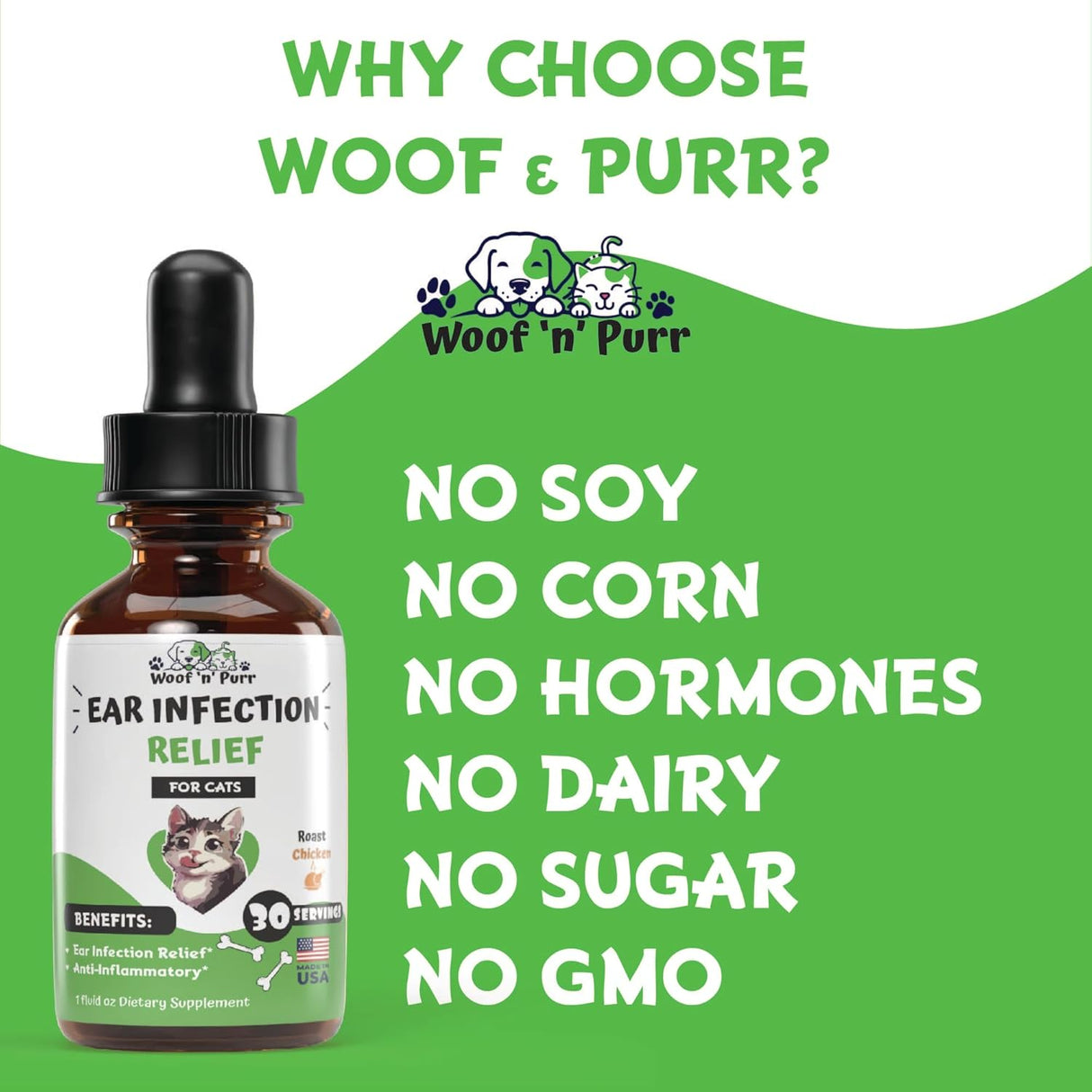 Woof 'n' Purr Natural Cat Ear Infection Treatment 1 Fl.Oz.