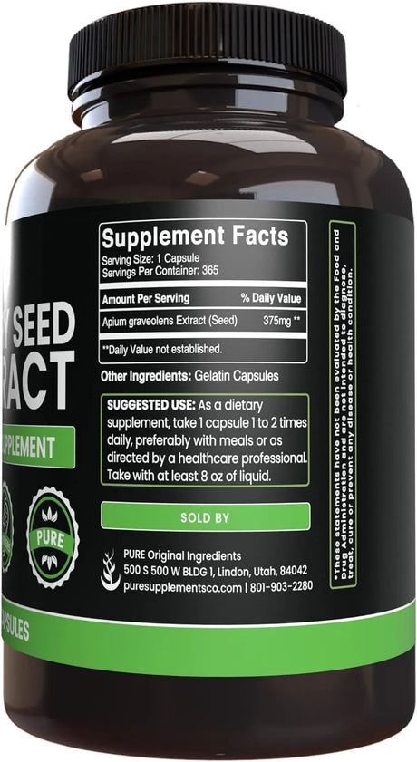 PURE ORIGINAL INGREDIENTS - PURE ORIGINAL INGREDIENTS Celery Seed Extract 365 Capsulas - The Red Vitamin MX - Suplementos Alimenticios - {{ shop.shopifyCountryName }}