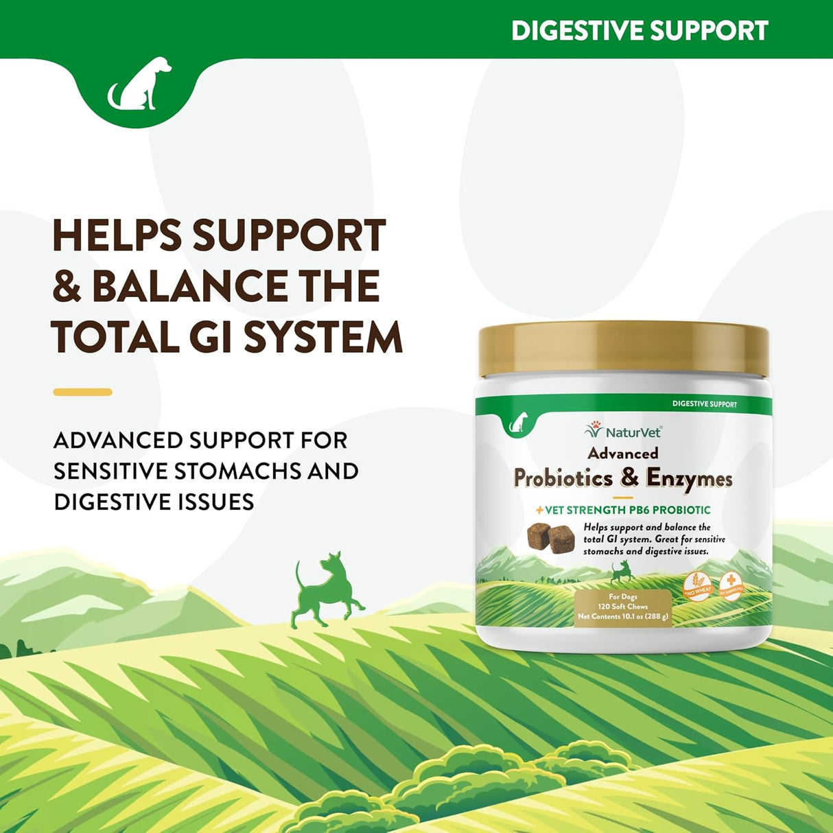 NaturVet Advanced Probiotics and Enzymes 120 Masticables